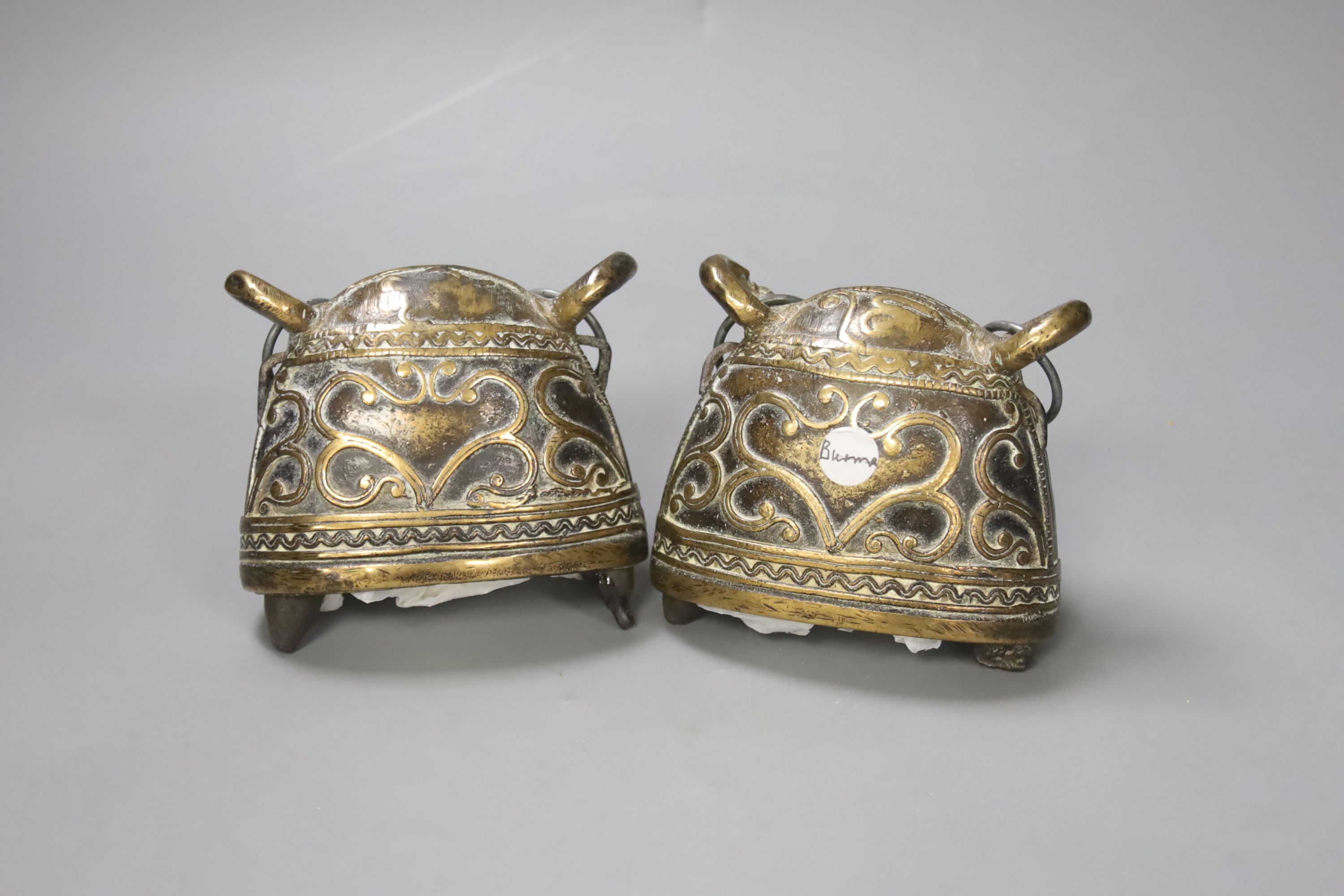 Two 19th century Burmese bronze ox bells, bought in 1995 in Burma or Myanmar